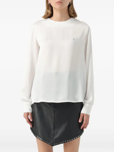 Gaëlle Paris brooch satin shirt White GBDP18520