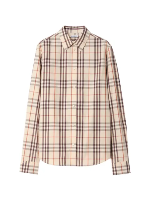 Burberry check-pattern long-sleeve shirt Neutrals 8123706