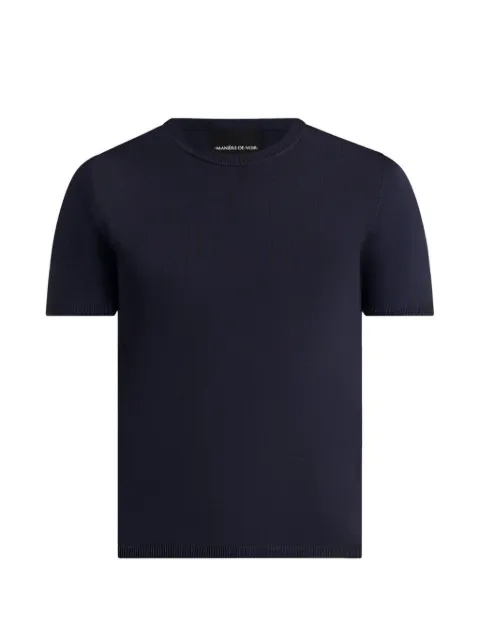 Manière De Voir TS010 in navy luxe knitted T-shirt Blue MAN3574