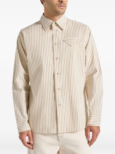 Manière De Voir Ronnie unisex pinstripe long sleeve shirt Neutrals UNX0023