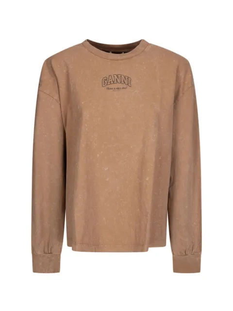 GANNI washed effect longsleeve T-shirt Neutrals A1050159