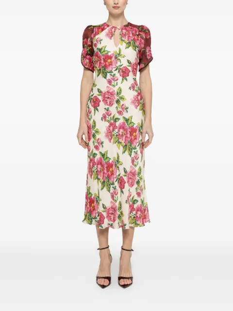 NISSA floral-print midi dress Neutrals RZ16731