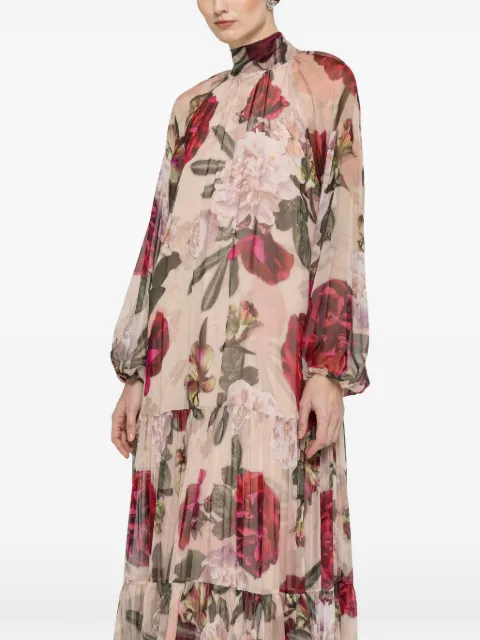 NISSA scarf-detail silk maxi dress Neutrals RC16508