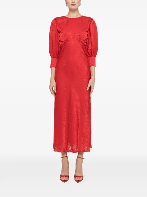 NISSA puff-sleeve midi dress Red RC16515