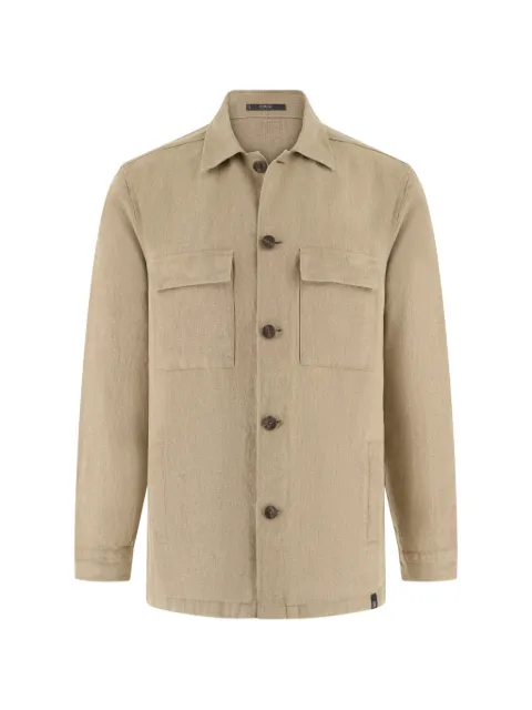 Boggi Milano Link shacket in pure washed linen Neutrals BO26P079701