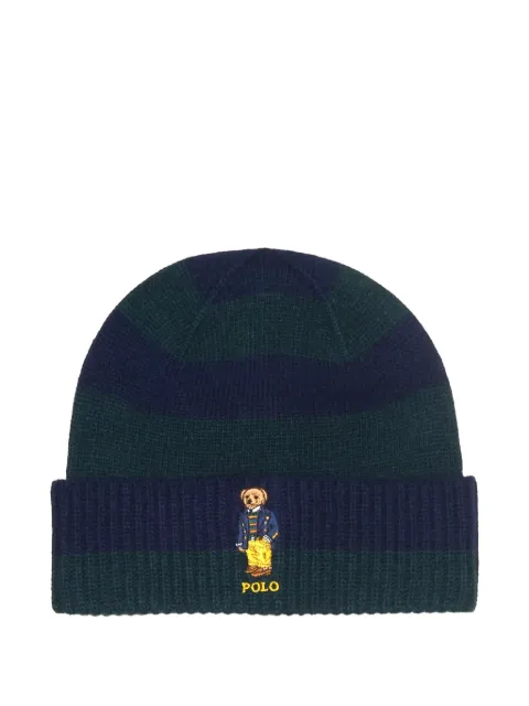 Polo Ralph Lauren rugby stripe bear beanie Blue PC0817354