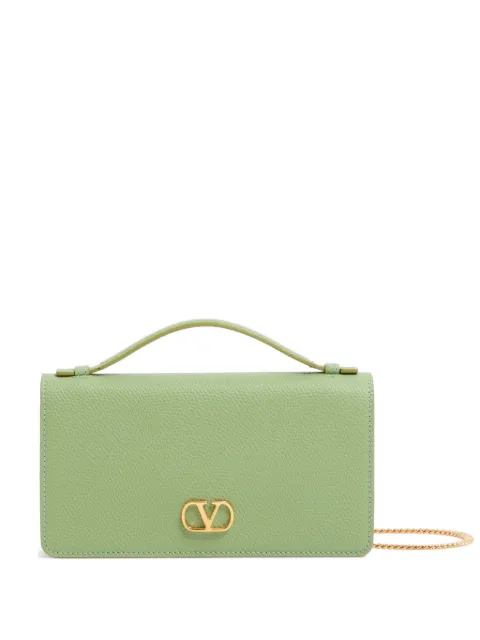 Valentino Garavani VLogo signature grainy calfskin wallet with chain Green WP0AU1SNP