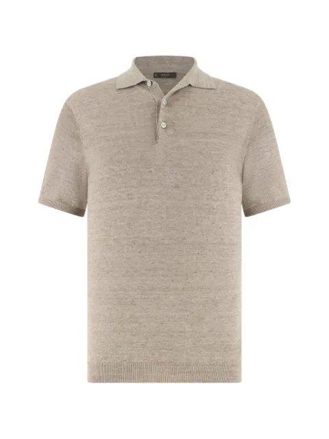 Boggi Milano linen and cotton knitted polo shirt Neutrals BO26P055702