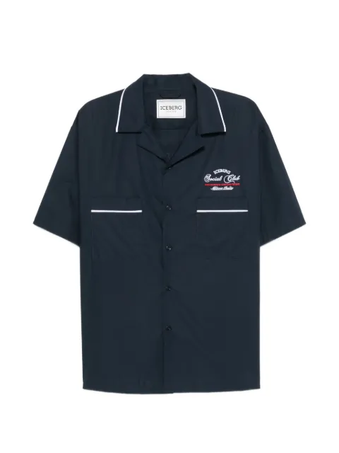 Iceberg logo-embroidered piping-detail shirt Blue G0700187