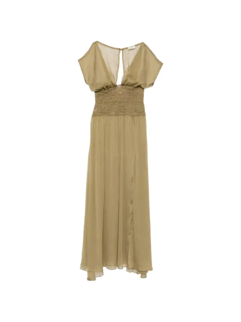 ARCINA ORI Mary Jane lace-panelled maxi dress Green SS26DR041