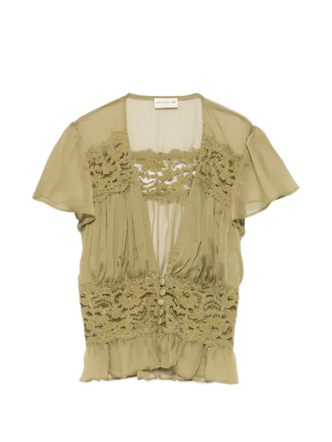 ARCINA ORI Sabrina lace-panel top Green SS26T017