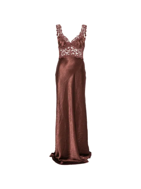 ARCINA ORI lace-panelled maxi dress Brown SS26DR063