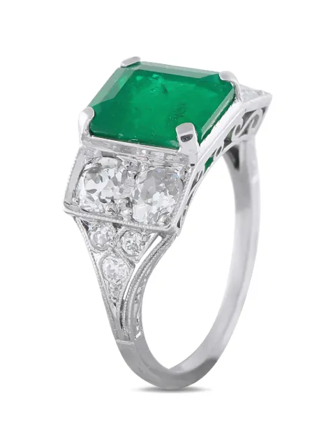 LB Exclusive diamond and emerald ring Silver MF12030226