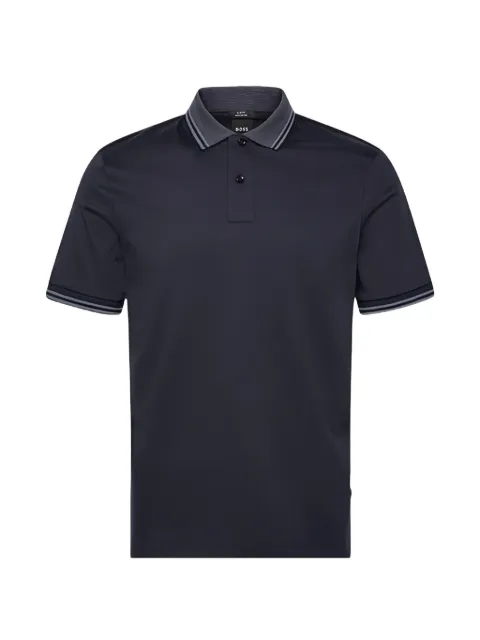 BOSS striped-collar polo shirt Blue 50559654