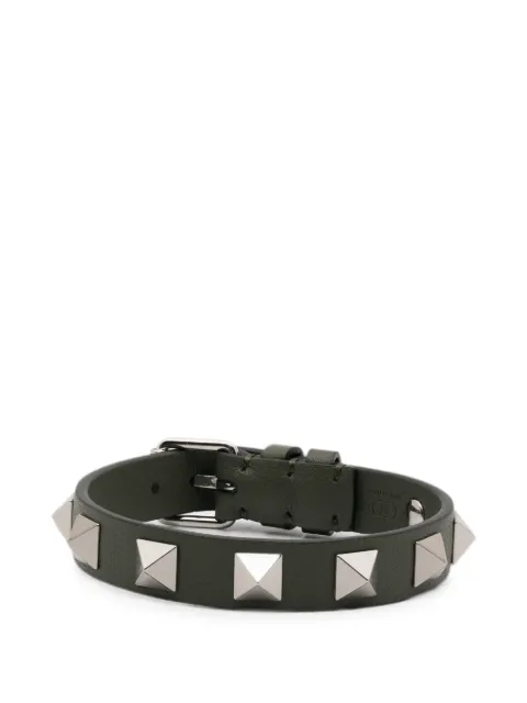 Valentino Garavani Rockstud leather bracelet Green YJ0X53KQW