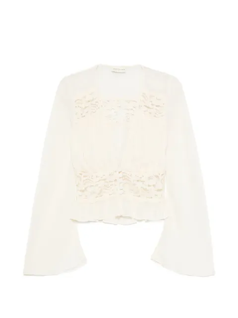 ARCINA ORI Alessandra lace-trim top Neutrals SS26T014