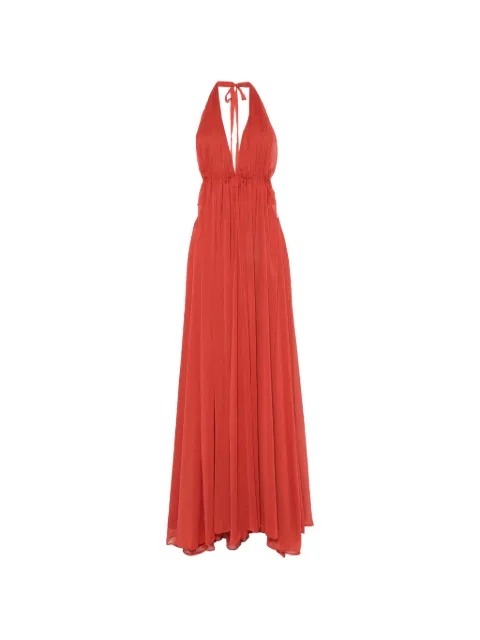 ARCINA ORI Florence halterneck pleated maxi dress Orange FLODRERED