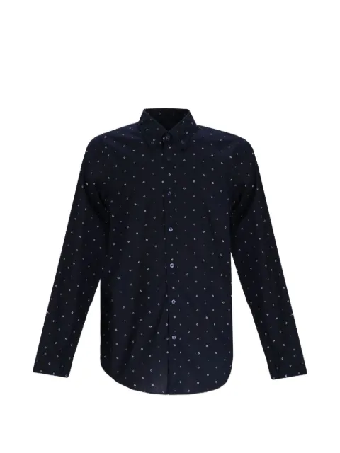 BOSS button-down patterned cotton shirt Blue 50559627