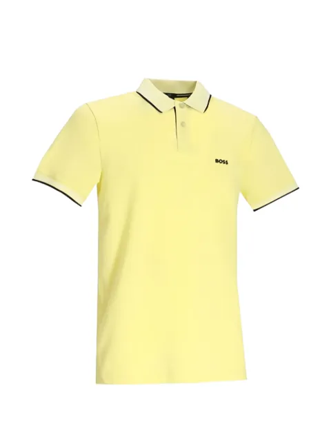 BOSS Paul contrast-trim slim-fit polo shirt Yellow 50506193