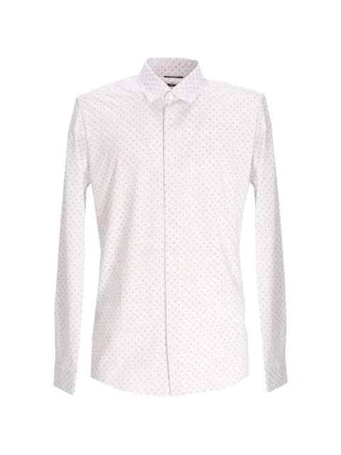 BOSS geometric-print long-sleeve cotton shirt White 50557108