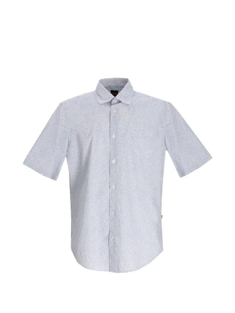 BOSS short-sleeve button-down cotton shirt Blue 50559628