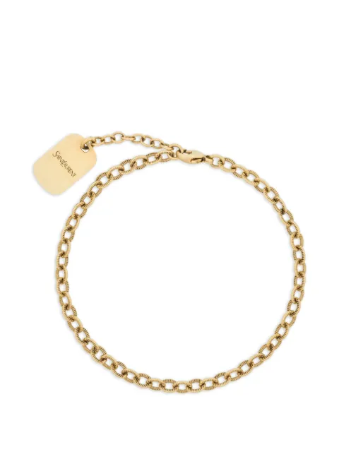Saint Laurent tag-detail cable-chain bracelet Gold 858859Y1500