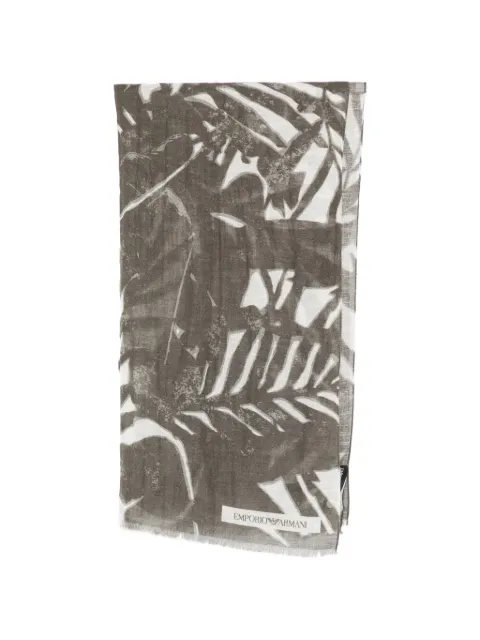 Emporio Armani leafy-print scarf Grey EM005815AF25502