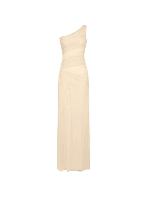 Elisabetta Franchi one-shoulder beaded maxi dress Neutrals AR81J62E2