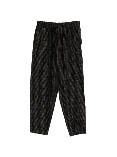 Individual Sentiments plaid drawstring-fastening trousers Black PA89LLC54