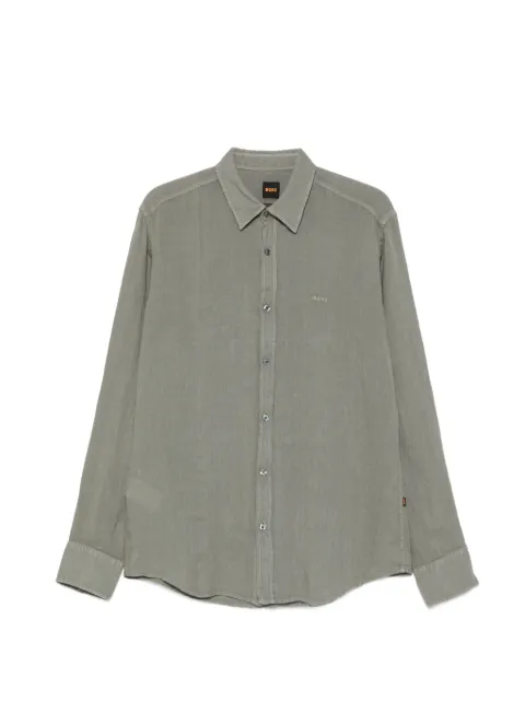 BOSS buttoned logo shirt Green 50567579