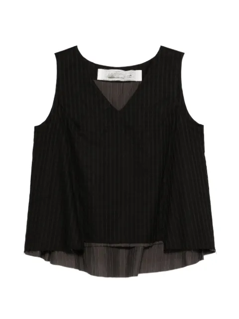 Individual Sentiments striped V-neck blouse Black BL01WLC53