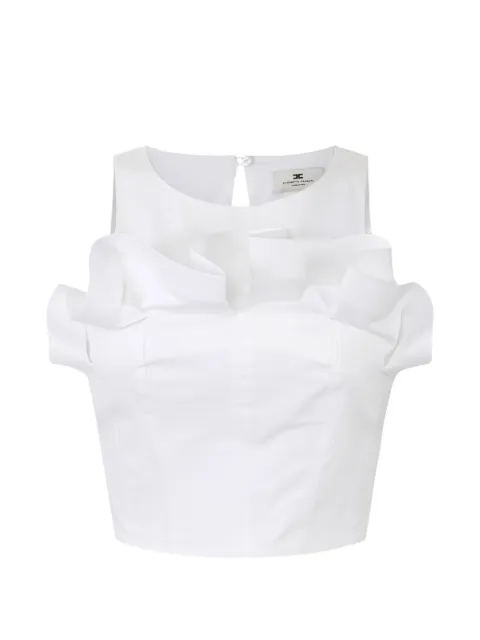 Elisabetta Franchi stretch cotton top with flounce White TO05462E2