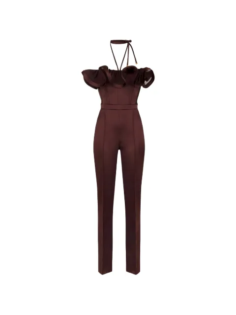 Elisabetta Franchi ruffled off-shoulder jumpsuit Brown TU06562E2