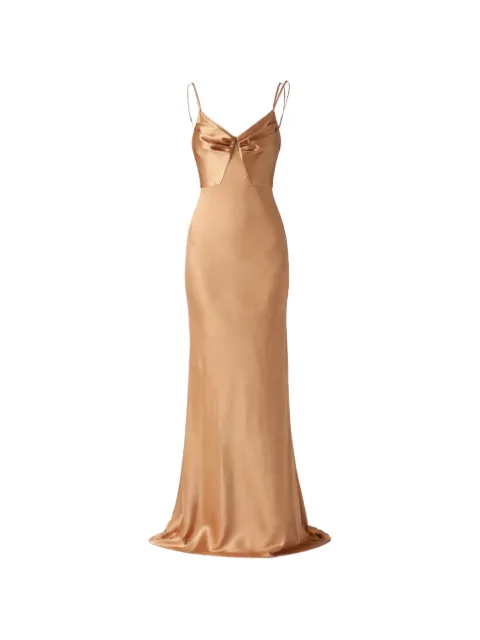 Elisabetta Franchi Red Carpet dress in satin fabric Neutrals ABR3362E2