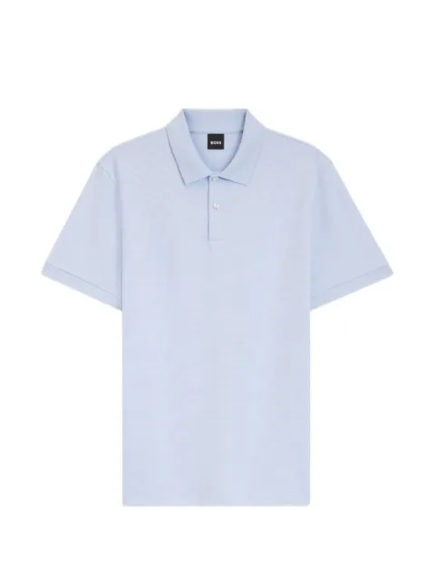 BOSS textured-knit cotton polo shirt Blue 50555172
