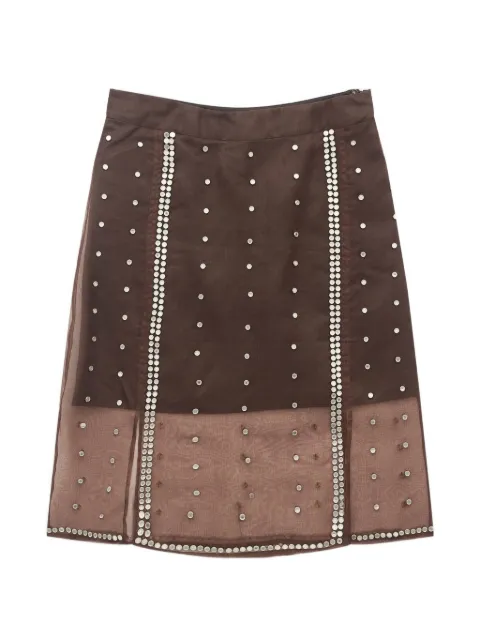 Wales Bonner Presence studded midi skirt Brown WA25SK03SE01
