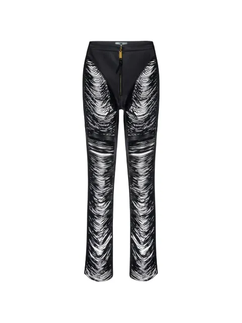 Elisabetta Franchi nappa leather trousers with fringes Black PP01G63E2