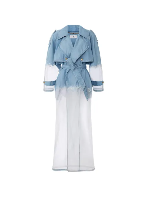 Elisabetta Franchi denim and organza trench coat White SJ09N63E2