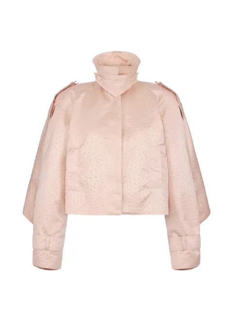 Elisabetta Franchi ostrich-print taffeta jacket Pink SP00963E2