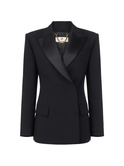 Elisabetta Franchi satin-lapels double-breasted blazer Black GI24163E2