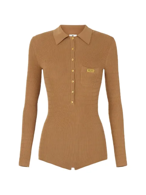 Elisabetta Franchi micro-cable knit jumpsuit Brown KT01B63E2