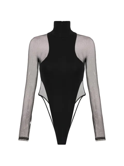 Elisabetta Franchi turtle-neck tulle bodysuit Black BO03763E2