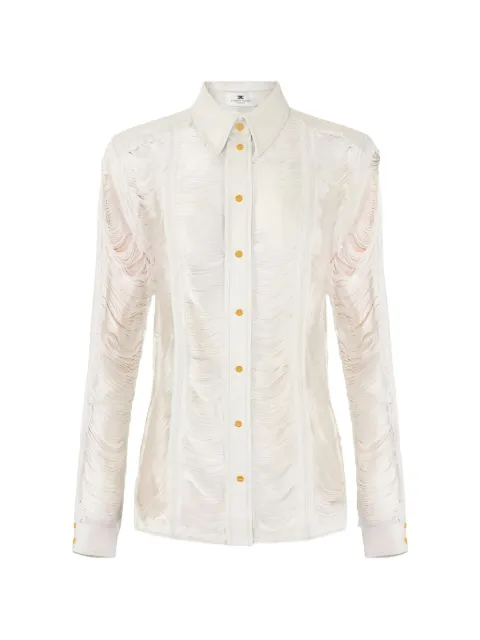 Elisabetta Franchi denim shirt with fringes Neutrals CJ32N63E2