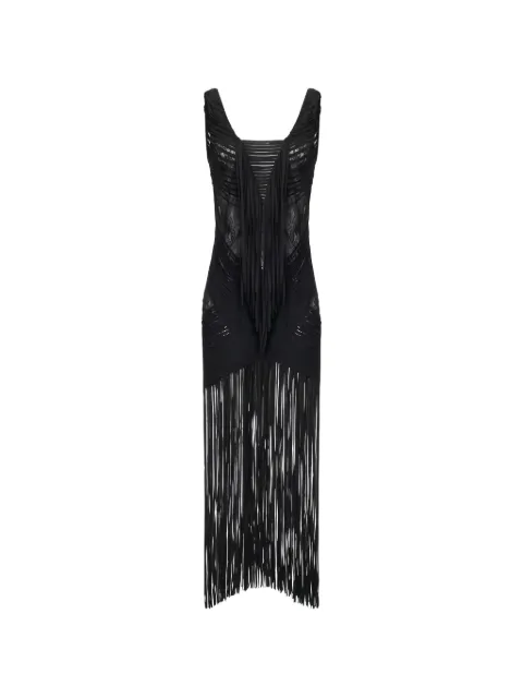 Elisabetta Franchi fringed midi dress Black AR86J63E2