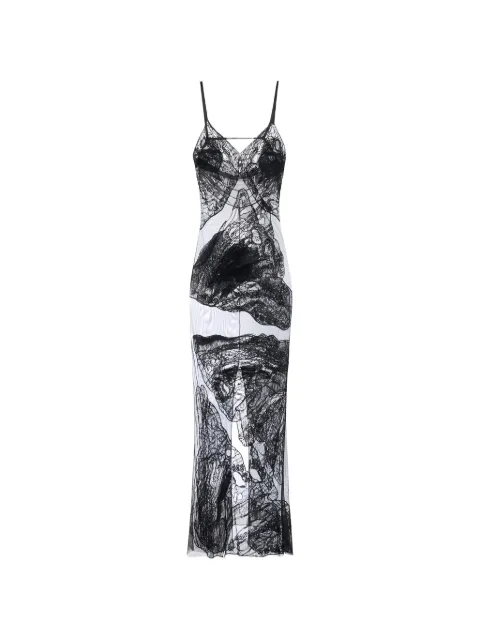 Elisabetta Franchi Red Carpet dress in tulle fabric with embroideries Black AR89J63E2