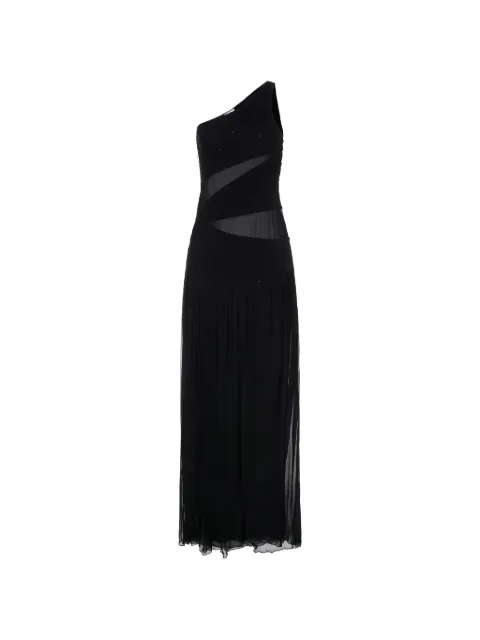 Elisabetta Franchi red Carpet dress in crepon fabric with embroideries Black AR81J62E2