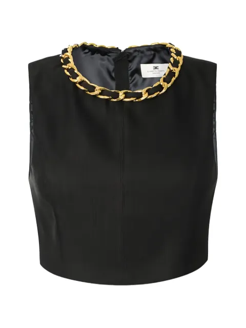 Elisabetta Franchi linen-blend top with jewel chain Black TO06062E2