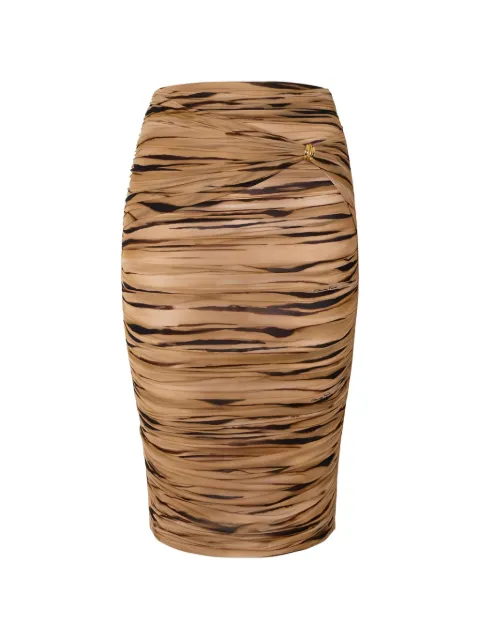 Elisabetta Franchi jersey skirt with tiger print Neutrals GO18762E2