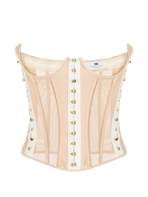 Elisabetta Franchi bustier top in bi-elastic and tulle fabrics Neutrals TO05562E2