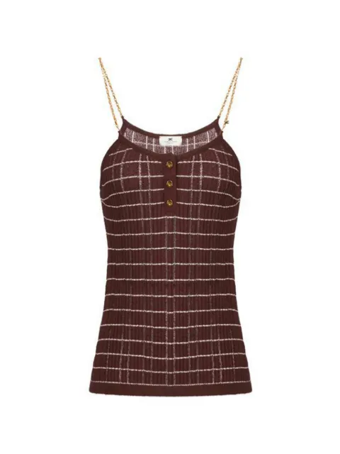 Elisabetta Franchi striped top in knit fabric with chains Brown TK83Q62E2